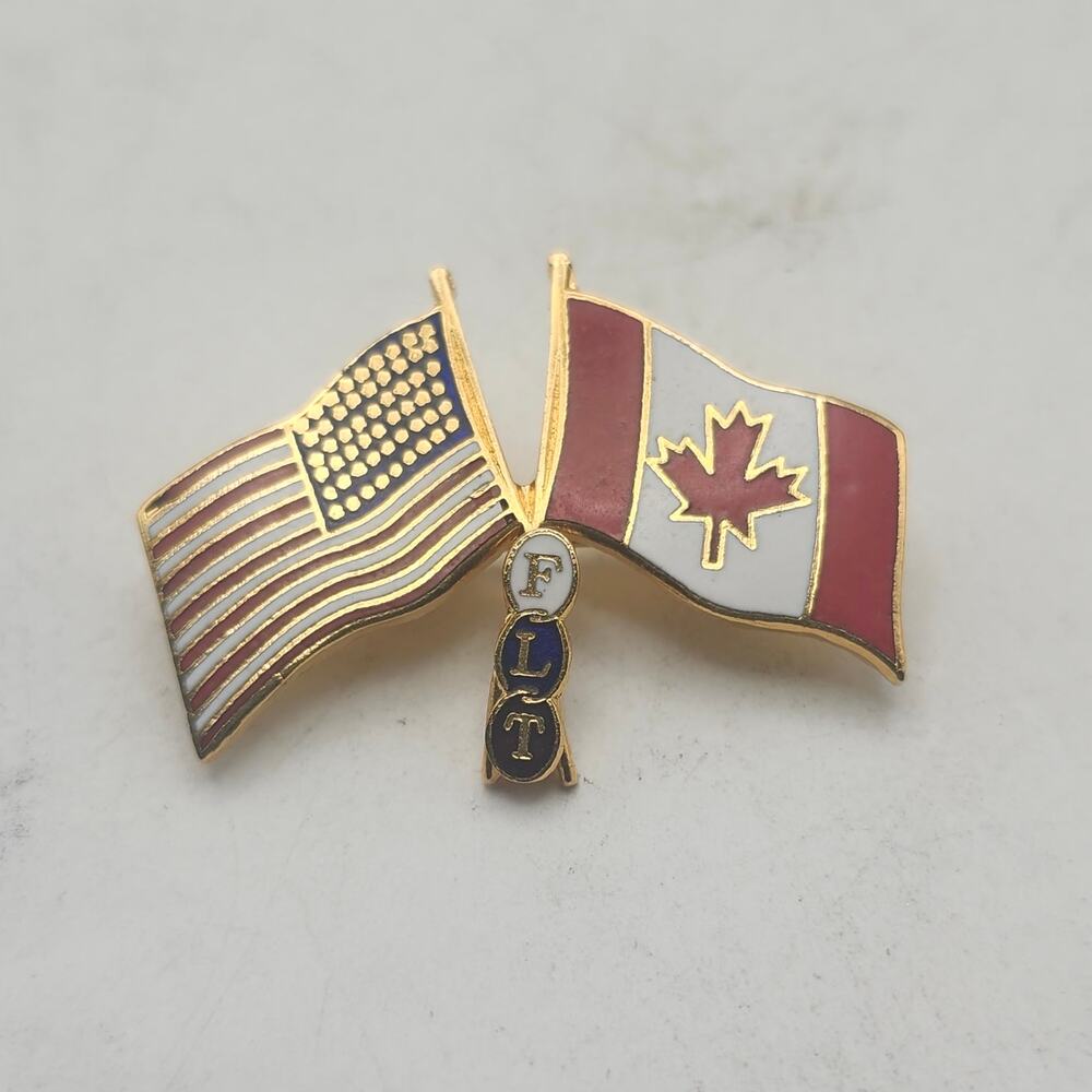 USA Canada Flag FLT Odd Fellows Friendship Love Truth Enamel Lapel Pin Brooch